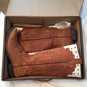 Stetson narrow toe cowboy boots w/ zipper & inlay